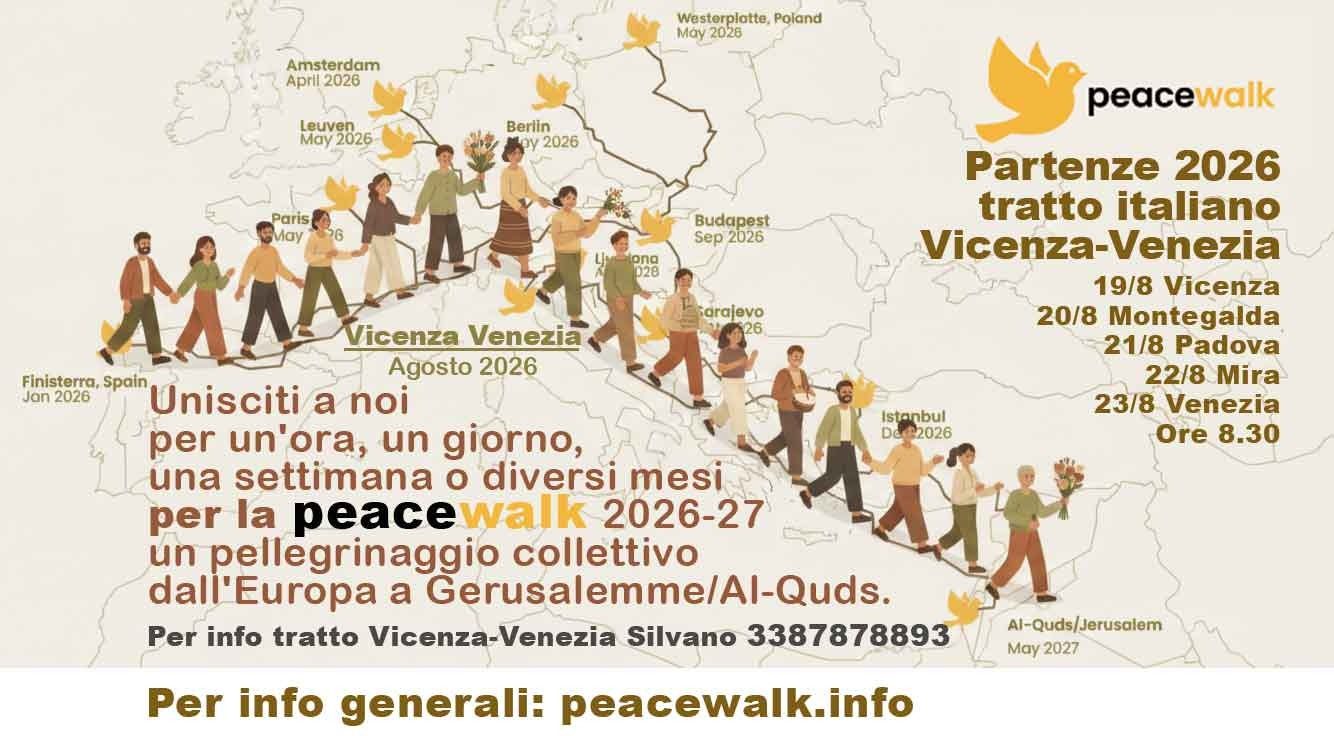 Percorso della Peace Walk 2026, tratto italiano Vicenza–Venezia